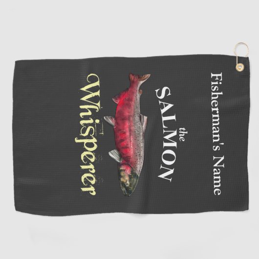 Personalisierter Lachs Whisperer Dunkles Handtuch (Horizontal)