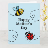 Personalisierter Ladybird + Muttertag der Hummeln Karte (Gelbe Blume)