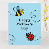 Personalisierter Ladybird + Muttertag der Hummeln Karte (Gelbe Blume)