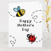 Personalisierter Ladybird + Muttertag der Hummeln Karte (Gelbe Blume)