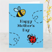Personalisierter Ladybird + Muttertag der Hummeln Karte (Gelbe Blume)