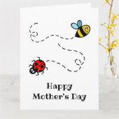 Personalisierter Ladybird + Muttertag der Hummeln Karte (Gelbe Blume)