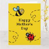 Personalisierter Ladybird + Muttertag der Hummeln Karte (Gelbe Blume)