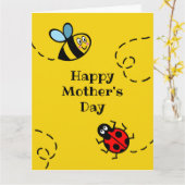 Personalisierter Ladybird + Muttertagswagen Karte (Gelbe Blume)