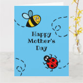 Personalisierter Ladybird + Muttertagswagen Karte (Gelbe Blume)