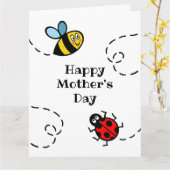 Personalisierter Ladybird + Muttertagswagen Karte (Gelbe Blume)