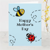 Personalisierter Ladybird + Muttertagswagen Karte (Gelbe Blume)