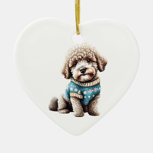 Personalisierter Lagotto Romagnolo Weihnachtssüßer Keramik Ornament (Vorne)