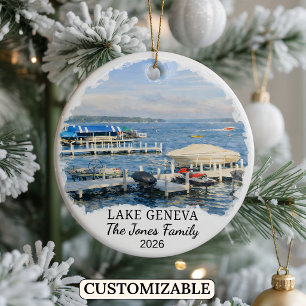 Personalisierter Lake Geneva Schmuck Custom Wiscon Keramik Ornament