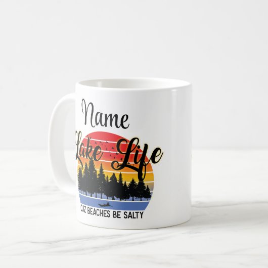Personalisierter Lake Life Design Coffee Tasse Cup (Vorderseite Links)