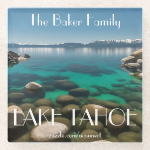 Personalisierter Lake Tahoe Glasuntersetzer   Fami