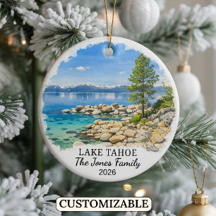 Personalisierter Lake Tahoe-Schmuck, Benutzerdefin Keramik Ornament