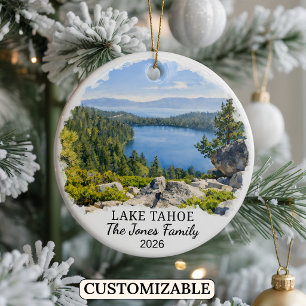 Personalisierter Lake Tahoe-Schmuck, Maßgeschneide Keramik Ornament