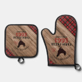 Personalisierter Landhausstil Ofenhandschuh & Topflappen-Set (Vorderseite)