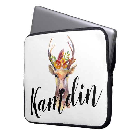 Personalisierter Laptop-Case boho Hirsch Buck Head Laptopschutzhülle (Vorderseite Links)