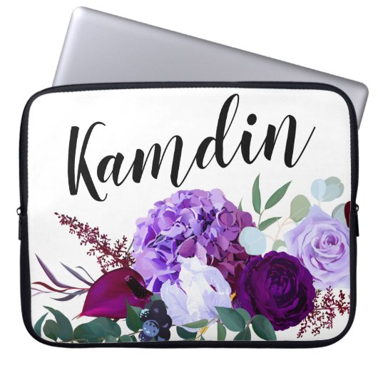 Personalisierter Laptop Case Lavender Hibisken auf (Vorderseite)