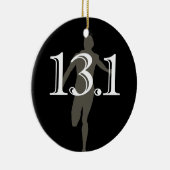 Personalisierter Läufer 13.1 Halbmarathon Keepake Keramik Ornament (Rechts)