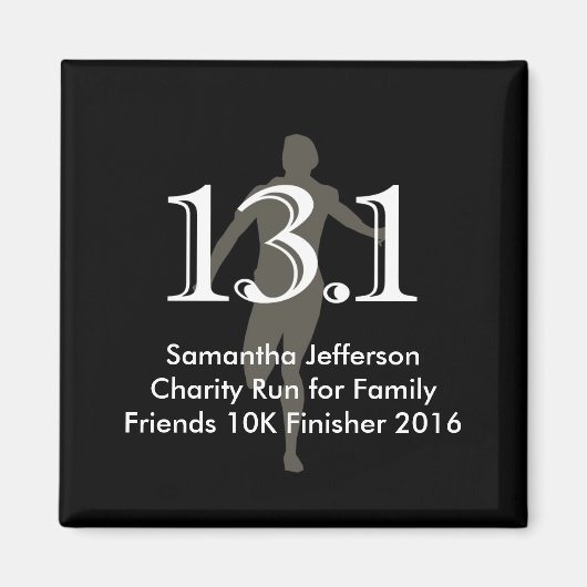 Personalisierter Läufer 13.1 Halbmarathon Keepake Magnet (Vorne)