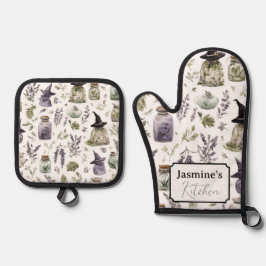 Personalisierter Lavendel & Apotheke Ofenhandschuh & Topflappen-Set