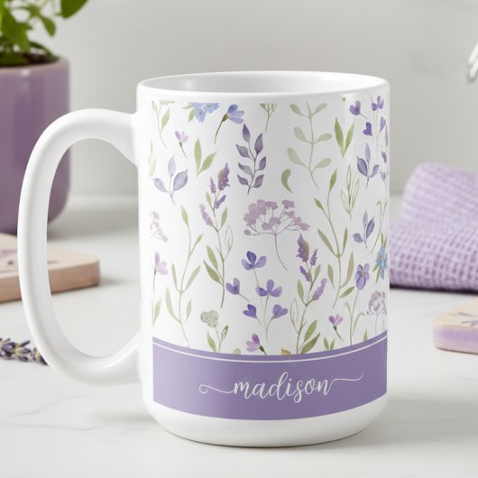 Personalisierter Lavendel-Blumenbecher Kaffeetasse