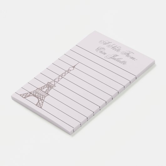 Personalisierter Lavendel Eiffelturm - Anmerkungen Post-it Klebezettel (angewinkelt)