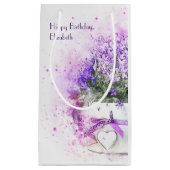 Personalisierter Lavendel Floral Wasserfarbe Gebur Kleine Geschenktüte (Vorderseite)