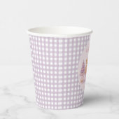 Personalisierter Lavendel-Gingham 1. Geburtstag Pappbecher (Rechts)