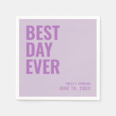 Personalisierter Lavendel Lila Bester Tag je Hochz Serviette (Vorderseite)