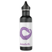 Personalisierter Lavendel lila Herzdrache auf Weiß Edelstahlflasche (Links)