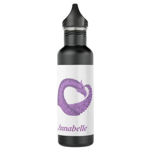 Personalisierter Lavendel lila Herzdrache auf Weiß Edelstahlflasche (Links)