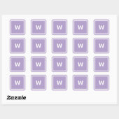 Personalisierter Lavendel Monogrammierbrief Quadratischer Aufkleber (Blatt)