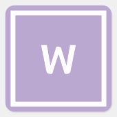 Personalisierter Lavendel Monogrammierbrief Quadratischer Aufkleber (Vorderseite)