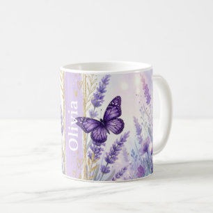 Personalisierter Lavendel-Schmetterling Klassische Kaffeetasse