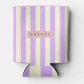 Personalisierter Lavendel- und Creme-Pastellstreif Dosenkühler (Vorderseite)