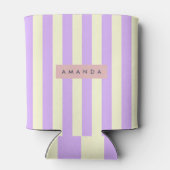 Personalisierter Lavendel- und Creme-Pastellstreif Dosenkühler (Rückseite)