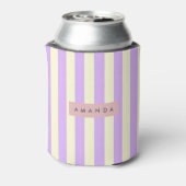 Personalisierter Lavendel- und Creme-Pastellstreif Dosenkühler (Kanne Rückseite)