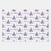 Personalisierter Lavender Frohe Weihnachtsbaumskri Geschenkpapier Set (Vorderseite)