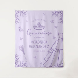 Personalisierter Lavender Quinceañera Foto Hinterg Wandteppich