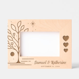Personalisierter Lebensbaum aus Holz zum Jubiläum  Geätzte Rahmen