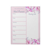 Personalisierter Lebensmittelmarkt Rosa Blumenstra Notizblock (Rotiert)