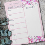 Personalisierter Lebensmittelmarkt Rosa Blumenstra Notizblock<br><div class="desc">Pink floraler Notepad, den Sie mit Ihrem Namen oder Familiennamen personalisieren können. Sie können auch die Überschriften bearbeiten, die derzeit lesen Mehlplaner und Lebensmittelliste. Wenn Sie z.B. Day Plan und To Do List bevorzugen, ist die Vorlage so bereit, dass Sie sie sofort bearbeiten können. Dieses Notizblock hat einen wöchentlichen Planer...</div>