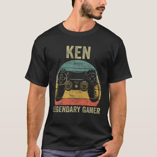 Personalisierter Legendär Gamer Ken Name Video Gam T-Shirt (Vorderseite)