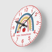 Personalisierter Lehrer Apple Rainbow Runde Wanduhr (Winkel)