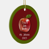 Personalisierter Lehrer Apple "Teach Liebe Inspiri Keramik Ornament (Rechts)