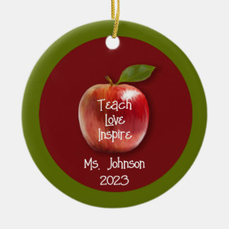 Personalisierter Lehrer Apple "Teach Liebe Inspiri Keramik Ornament