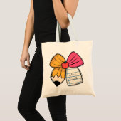 Personalisierter Lehrer Coquette Bow Lehrer Name Tragetasche (Vorderseite (Produkt))