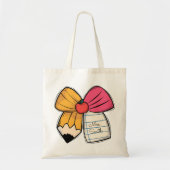Personalisierter Lehrer Coquette Bow Lehrer Name Tragetasche (Vorne)