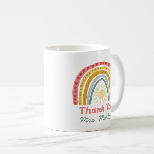 Personalisierter Lehrer Danke, dass Sie Rainbow-Ge Kaffeetasse (VorderseiteRechts)