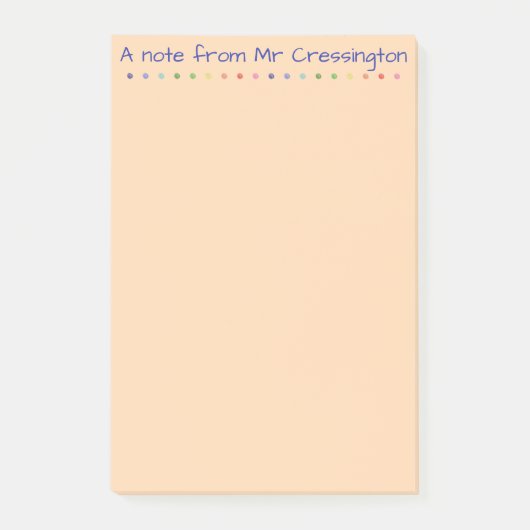 Personalisierter Lehrer Farbige Punkte Postit-Noti Post-it Klebezettel (Vorderseite)