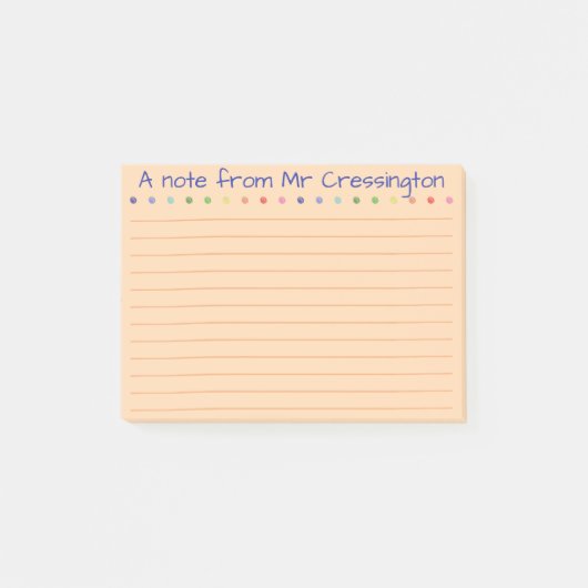 Personalisierter Lehrer - Farbige Punkte verschrau Post-it Klebezettel (Vorderseite)